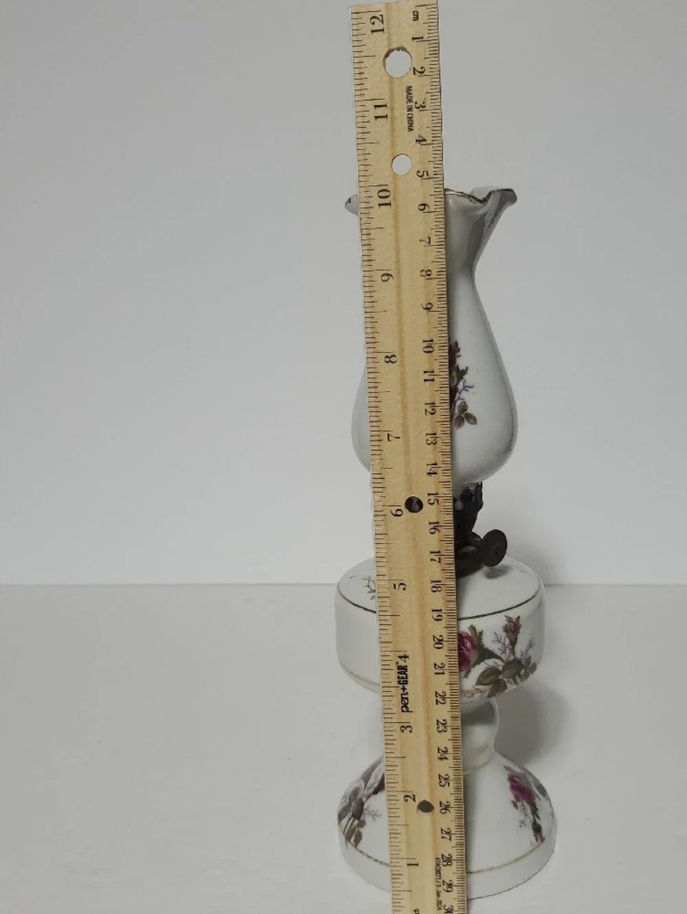 Vintage Tilso Japan Miniture Porcelain Floral Oil Lamp